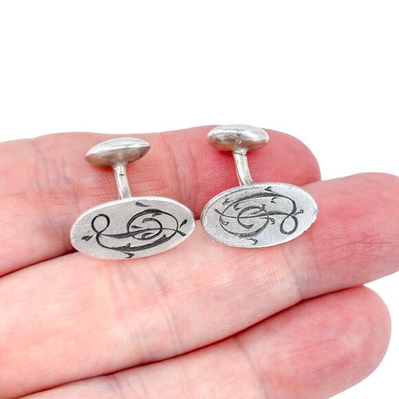 Vintage Sterling Silver 925 D Monogram Cuff Links - Picture 1 of 6